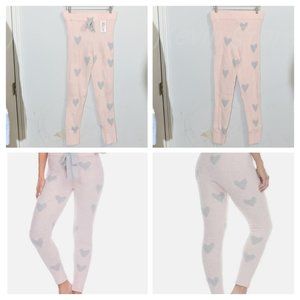 Chenille Heart Print Lounge Pants Honeydew NWT